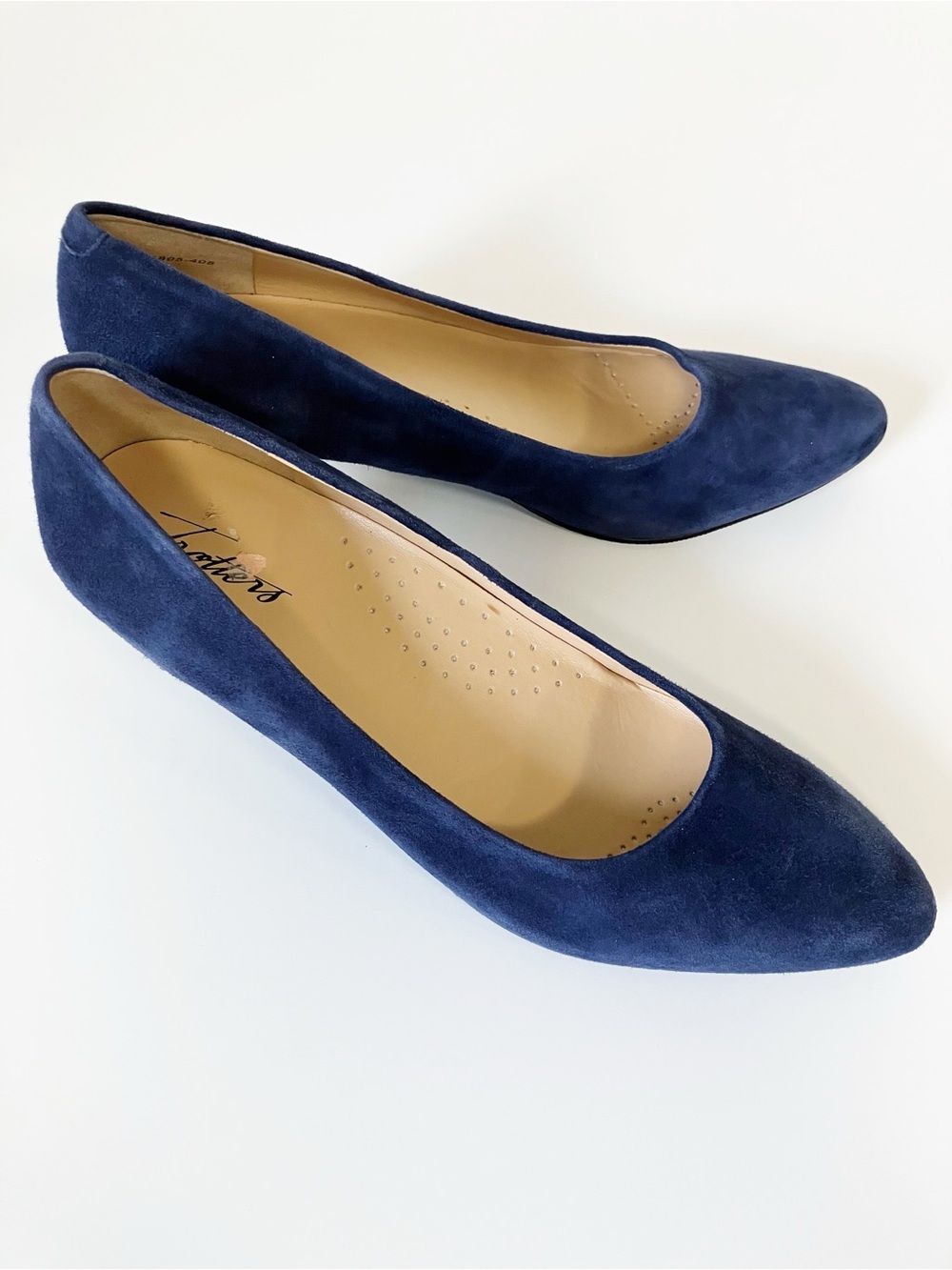Trotters | Blue Suede Leather Heels 9 Mature Minimalist Office Professional